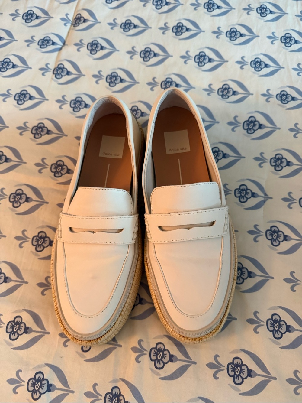 Dolce Vita White Leather Penny Loafers